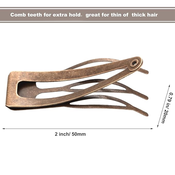 Chinco 24 Pcs Double Grip Hair Clips Metal Snap Clips Women Barrettes for Hair Making, Salon Supplies(Red Ancient Bronze,2 Inch)