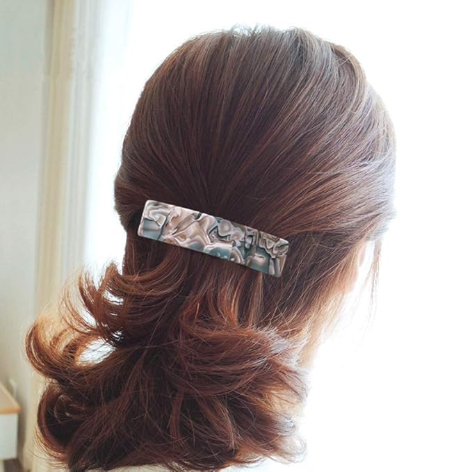 Fsmiling Hair Barrettes for Women French Hair Barrette Clip Small Acetate Hair Clips Barrette No Slip Hair Accessories 3-Pack