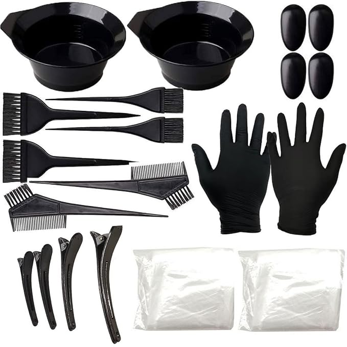 Hair Dye Tools Kit Hairdressing Brush Comb Earmuffs Mixing Bowl Hair Coloring Tools Set 22PCS