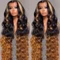 13x6 Lace Front Wigs Human Hair Pre Plucked Body Wave 13x6 1B/30 Ombre Transparent Lace Frontal Wigs With Baby Hairs Glueless Wigs Brown Highlight Balayage Wigs Human Hair Wigs For Women 24 Inch