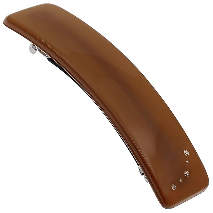 Camila Paris CP3443 French Hair Barrette Clip for Girls, Caramel, Rubberized Automatic Clasp Strong Hold Grip Hair Clips for Women, No Slip and Durable Styling Girls Hair Accessories, Made in France