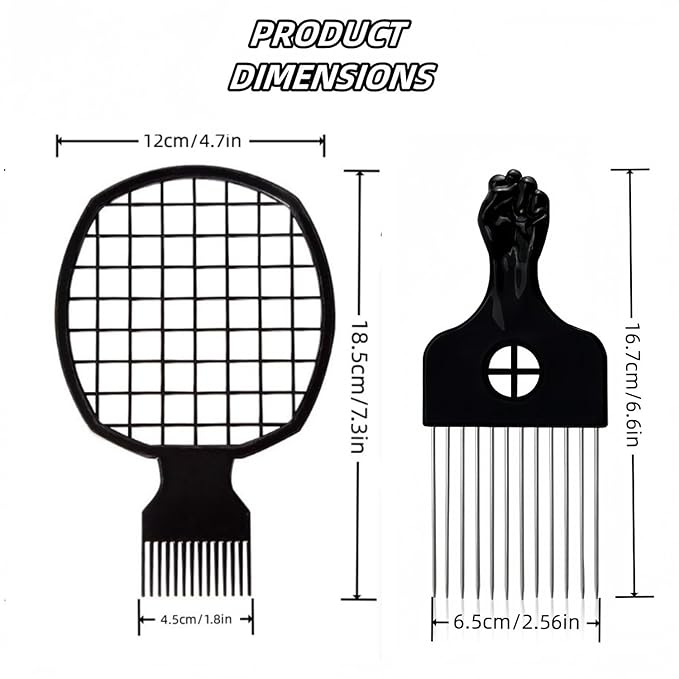 Upgraded Hair Twist Comb Hair Sponge Brush and Metal Afro Hair Pick Comb Set for Black Men Women Curls, 2 In 1 Afro Hair Coil Pick Combs Curl Brush (2 Pcs)