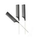 3 Pcs Rat Tail Combs Carbon Fiber Heat Resistant Teasing Hair Combs with Stainless Steel Pintail for All Hair Types (Black)