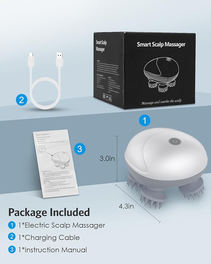 Cat Massager, Electric Scalp Massager, Head Massager with 4 Massage Heads, Back and Scalp Massager Relieving Tight Stiffness Muscles, Promote Bonding