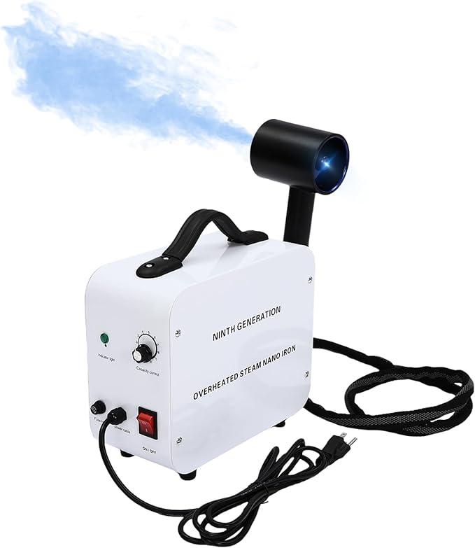 Nano Hair Steamer, 1300W Hairs Salon Steamer Spray Gun, Hair Salon Hair Face Care Spray w/11.8 OZ Water Tank, Professional Steamers Gun for Homes, Beauty Hospitals, Offices(White)