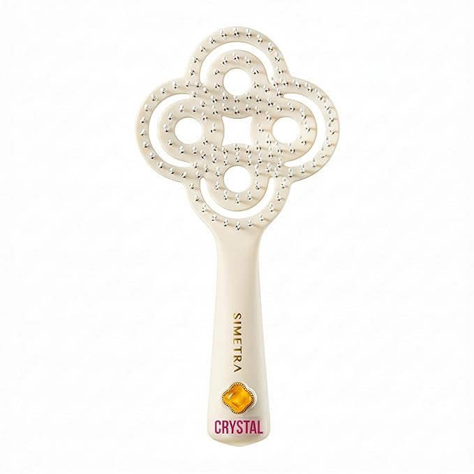 Simetra Detangler Hair Brush for Woman and Men, Original Detangling Brush for Curly Hair/Fine &Thick/Wet & Dry Hair, Holiday Present Hairbrush - Natural Crystal Inlay & 14K Gold Plating