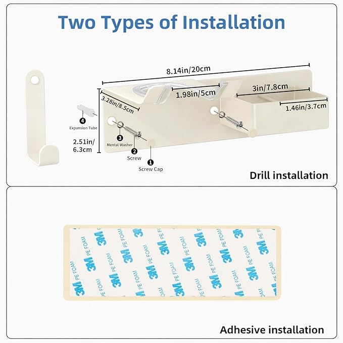 Hair Dryer and Straightener Holder, Hair Tool Organizer Wall Mount for Bathroom, Stainless Steel Straightener Holder, Blow Dryer Holder Adhesive/Drilling HairDryer Stand White UEMUSI
