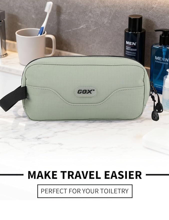 GOX Small Travel Toiletry Bag, Dopp Kit Case For Men, Multifunction Cosmetics Organizer Pouch (Mint Green)
