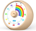 Visual Timer for Kids, 60-Minute Countdown Timer for Classroom Office Kitchen, Desk Timer Kids Time Management Tools with Silent Operation, Pomodoro Time Rainbow Pattern(Khaki)