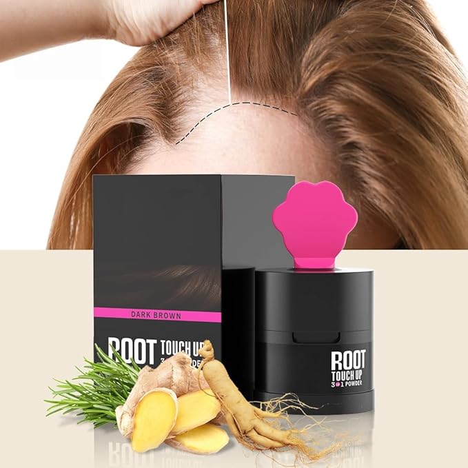 Gowwim Root Touch up Powder, Instantly Gray Hair Cover up Hairline Powder for Women & Men Waterproof and Sweatproof Root Cover Up Long-Lasting for Thinning & Loss Hair (Med Brown1, 4g-1)