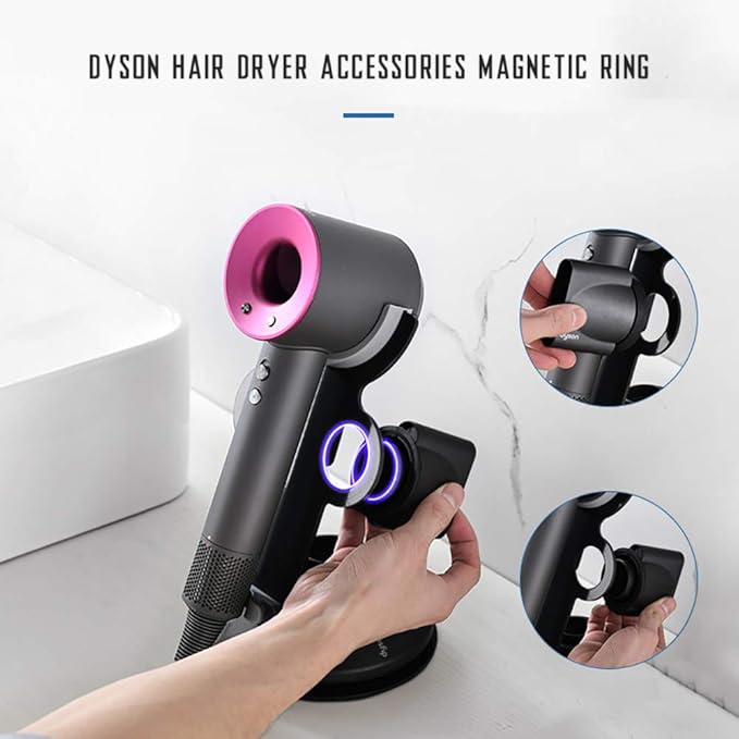 I'smartmoon Hair Dryer Holder for Dyson Supersonic, Aluminum Alloy Bracket Power Plug Holder, Bathroom Organizer for Dyson Supersonic hairdryer Care Tools (Black)