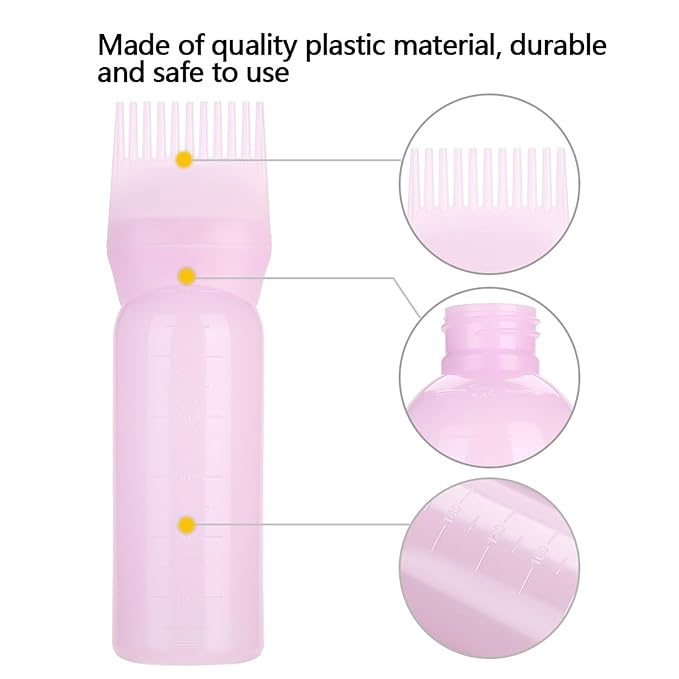 Root Comb Applicator Bottle, Hair Color Brush Applicator, 160ml Hair Dye Brush Bottle, Hair Dyeing Coloring Bottle Brush Shampoo Hair Color Oil Comb Applicator Tool()