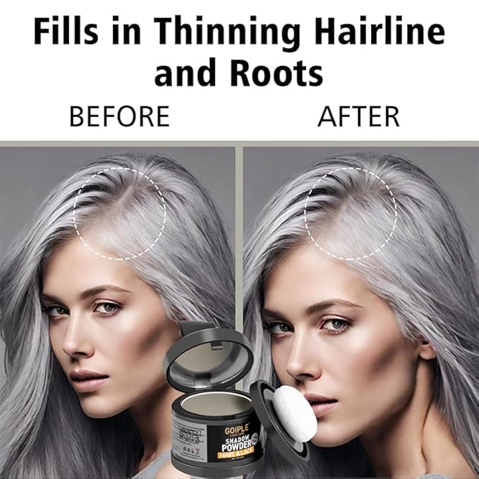 Root Cover Up Powder for Women - Light Gray Hairline Powder for Bald Spots, Eyebrows, Beard Line, Light-Blonde Hair Fibers for Thinning Hair Shadow Powder 2 Pack