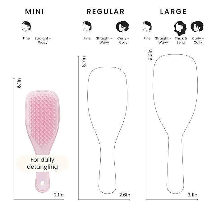 Tangle Teezer Ultimate Detangler Hairbrush, Eliminates Knots & Reduces Breakage, Mini Hair Brush for Travel, Small Hands & All Hair Types, Millennial Pink
