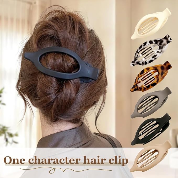 Flat Hair Clips for Women, French Hair Claw Clips for Thick, Thin, Long & Short Hair, Duck Billed Clips, No-Slip Grip Hair Styling Accessories for Women Girls Daily Use (Coffee 6PCS)