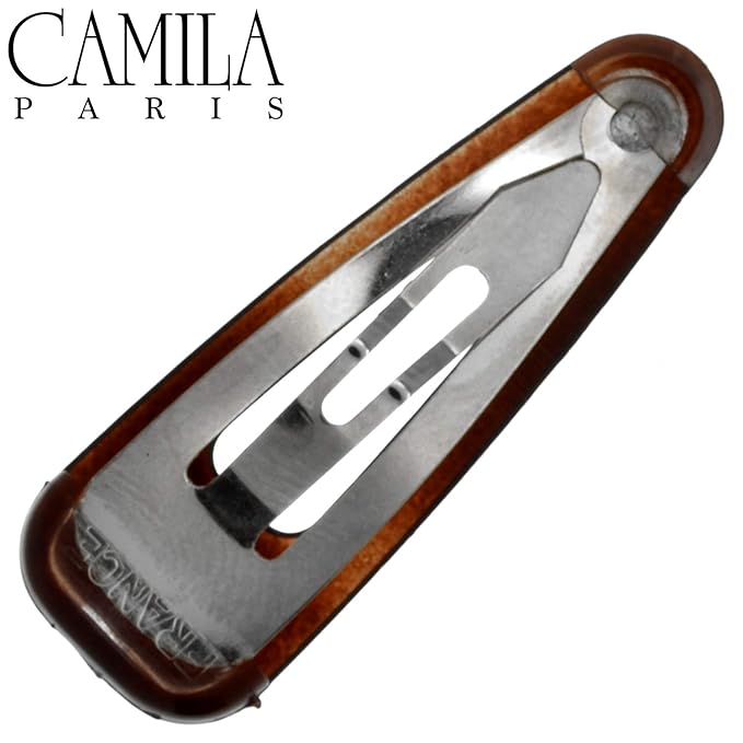 Camila Paris AD86/2 French Hair Barrette Clips, Snap Hair Slides Clic Clac for Women, Styling Girls Side Slide-in Metal Snap Pin Hair Accessories for Women. Strong Hold, No Slip Grip, Made in France