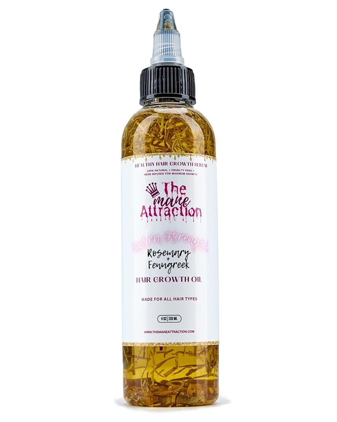 The Mane Attraction Extra Strength Rosemary + Fenugreek Herbal Hair Growth Oil | Infused With Castor Oil for ALL Hair Types