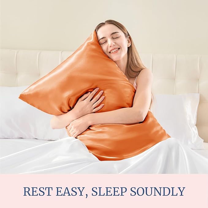 BEDELITE Satin Pillowcase for Hair and Skin, Super Soft Similar to Silk Pillow Cases 4 Pack with Envelope Closure, Cooling Pillowcases for Women Men (20"x36" King Size, Burnt Orange)