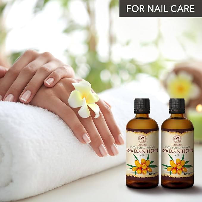 Sea Buckthorn Oil (2pack of 2 x 3.4oz) 6.8oz - Cold Pressed - Pure & Natural - Hippophae Rhamnoides - Carrier Oil for Essential Oils - Nails - Hair - Face & Body Care
