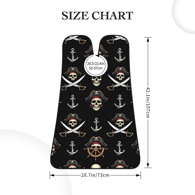 Beard Bib with 3 Suction Cups, Non-Stick Waterproof Hair Catcher Apron, Men's Shaving Essential for Grooming, Nautical Anchor Pirate Skulls Shave Bib