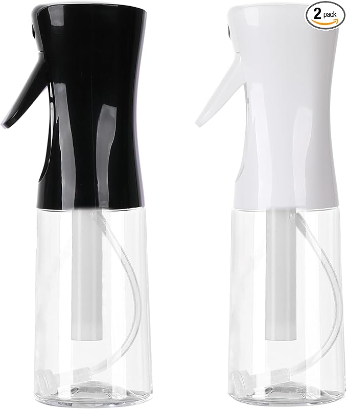 Spray Bottles For Hair, continuous spray bottle (200ml/6.8oz 2Pack) used for hair design, plants, cleaning, hair care and skin care, etc. – empty, reusable (Black&White)