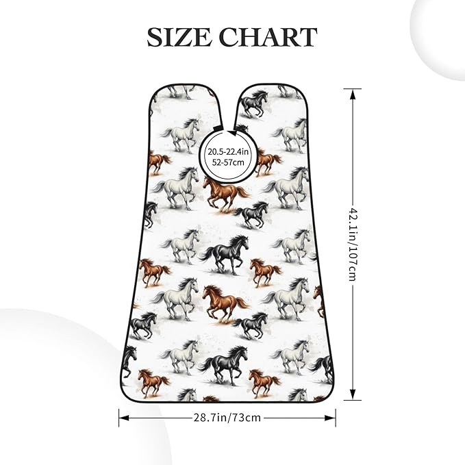 Beard Grooming Cape, Waterproof Hair Catcher for Shaving Trimming, Non-Stick Bib Apron Gifts for Dad Men, Watercolor Wild Horses Shave Bib
