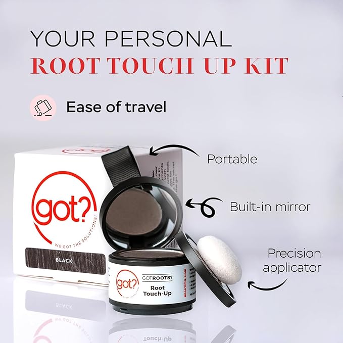 Got? Roots - Root Touch Up Hair Color, Brow, Beard, Hairline & Bald Spot Concealing Powder - Gray Root Coverage for Women & Men - 0.14 OZ Tub (Dark Brown, Pack of 2)