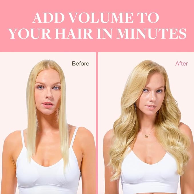 GOO GOO Clip in Hair Extensions Real Human Hair, Remy Human Hair Extensions Clip ins for Women, Natural Human Hair, 20inch 80g 2Pcs, #16/22 Light Blonde Highlighted Golden Blonde