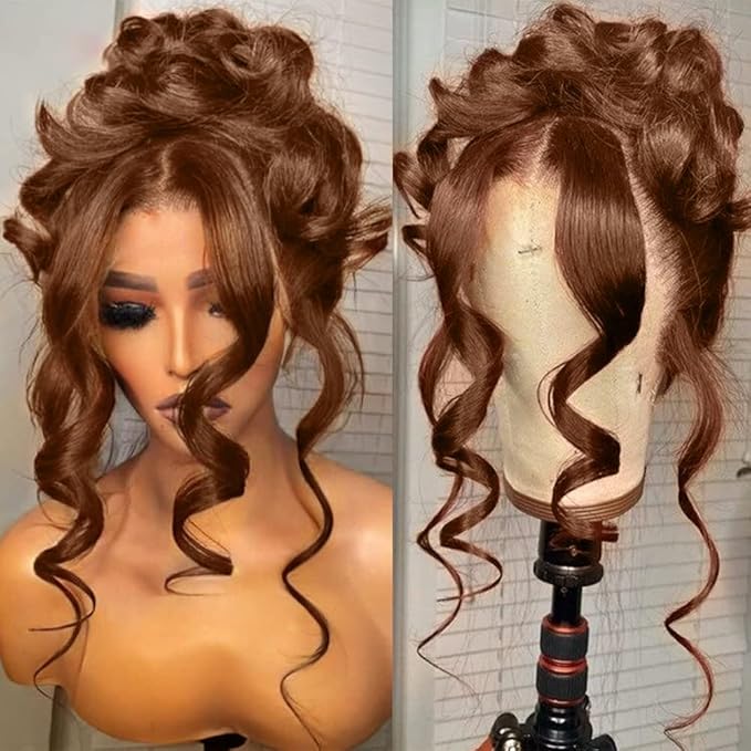 2x6 Skinlike Real HD Lace Closure Chocolate Brown Human Hair Wig 0.095mm Ultra-thin HD Lace 15A Brazilian Body Wave Virgin Human Hair Lace Closure Wigs For Black Women (24 Inch)