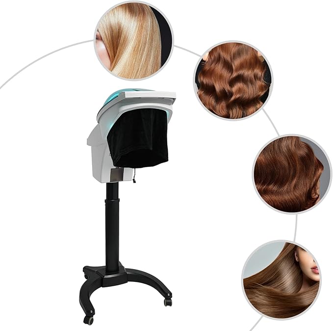 Hair Steamer,Household Hair Care Machine,Rolling Salon Ozone Hair Care SPA Steamer Oil Treatment,7 Light Standing Deep Conditioning Hair Steamer w/Care Hood,Treatment Dyeing Machine (White)