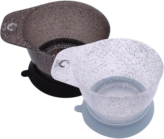 Colortrak Galaxy Glitter Bowls With Suction Cup Holder for Hair Coloring Process - Includes Removable Suction Rings for Functionality and Stability for Professionals and Stylists, 2-Pack