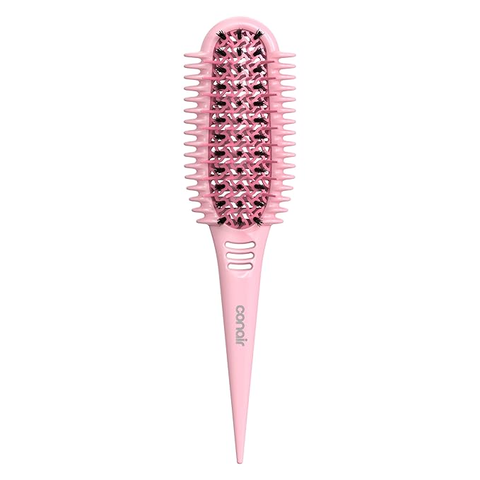 Conair Curl Define Pro Hair Brush for Curly Hair, For Shorter Hair with Tight Curls, Dual Vents with Continuous Grooves, Mixed Bristles for Frizz-Free Detangling, Smoothing, and Curl Definition