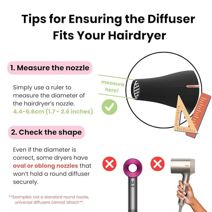 Universal Hair Diffuser “Super Sturdy” 1.7 Inch to 2.6 Inch for Natural Curly and Wavy Hair, Hair Dryer Attachment (Lavender)