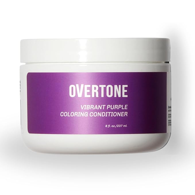 Overtone Semi Permanent Hair Color Conditioner, Vibrant Purple, 8 oz, Nourishing, Damage-Free, Color Depositing Mask for All Hair Types with Shea Butter & Coconut Oil, Vegan & Cruelty-Free