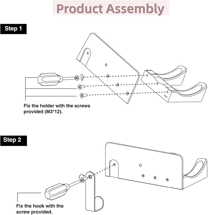 Hair Dryer Holder, Hair Dryer Holder Wall Mounted Self Adhesive Hairdryer Holder forDyson Aluminum Blow Dryer Holder Wall Mounted Black Hairdryer Hanger for Bathroom White CHOCHOYAH