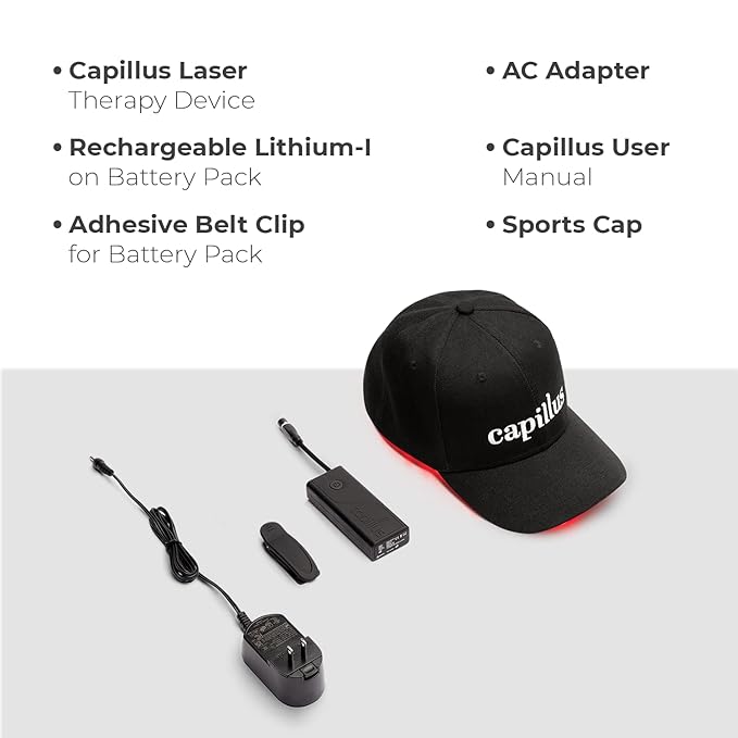 Capillus Plus Laser Therapy Cap for Hair Regrowth, Red Light Hair Therapy with 202 Medical Grade Red Light Lasers for Laser Hair Growth, Red Light Hair Growth Hat At Home