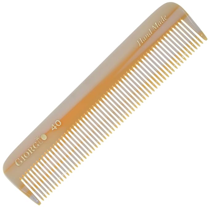 Giorgio G40 Handmade All Fine Tooth Pocket Comb, Hair Comb Straightener for Everyday Grooming Styling Hair, Mustache and Beard for Men Women and Kids, Use Dry or with Balms, Saw Cut and Polished