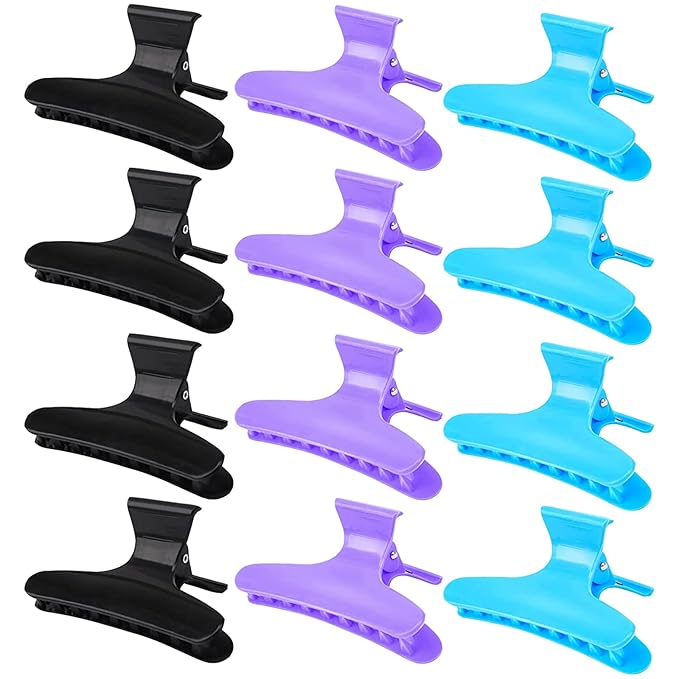 Ondder Hair Clips, 12 Pack - Butterfly Hair Clips Clamps Claws Pro Salon Hair Clips for Cutting, Styling, Sectioning, Coloring Hair - Hair Accessories for Women Girls