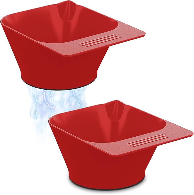 TASALON 2 Piece Magnetic Plastic Bowls Set for Hair Dye, Mixing Bowl for Hair Dye, Beauty Salon and Barber Station for Hairstylists, Red