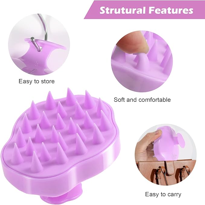 URTHEONE Hair Scalp Massager Shampoo Brush,Soft Silicone Hair Brush for Wet Dry Oily Curly Straight Thick Thin Rough Long Short Natural Men Women Kids Pets Hair Care Tools(Lilac Violet)