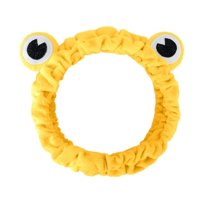 Jowmoy yellow Frog Eye Elastic Headband - Versatile for Spa, Skincare, Makeup, Face Wash, Fun Gift for Women (1 Pack)