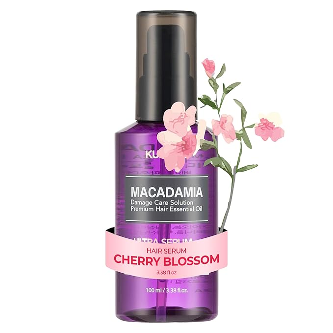 KUNDAL Ultra Macadamia Oil Hair Serum [Cherry Blossom]- Korean Hair Care Premium Hair Oil, Intense Repair, Deep Nourishment, Frizz Control for All Hair Types 3.38fl oz (Pack of 1) Stocking Stuffers