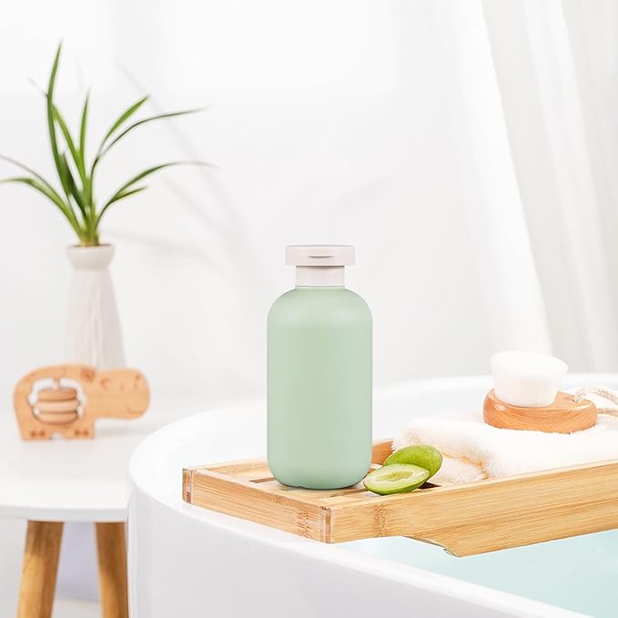 10 oz Plastic Travel Shampoo Bottles, Refillable Flip Cap Squeeze Bottles for Toiletries, Large Leakage-proof Travel Shampoo and Conditioner Container (Blue and Green)