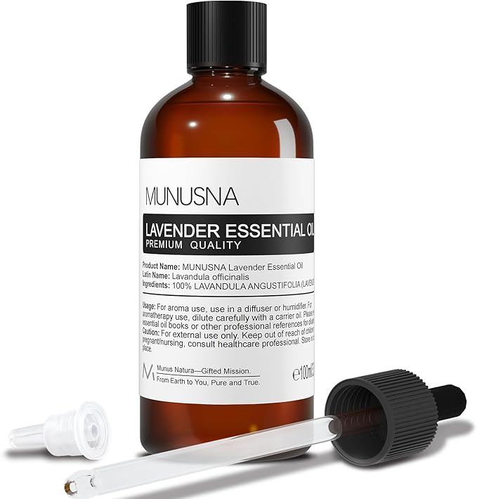 Lavender Essential Oil, Pure & Natural Lavender Oil 100ML, Premium Grade Essential Oils for Hair, Body, Skin, Aromatherapy Diffuser, Meditation, Massage, Home, Candle, Soap, Bath Bombs Making