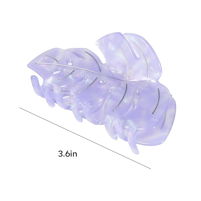 Purple Leaf Hair Claw Clip 3.6 Inch Srtong Hold Hair Grip French Design Women Girls Spring Claw Clip for Thick Thin Hair