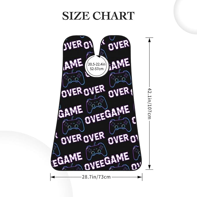 No-Slip Shaving Bib, Beard Grooming Apron with Strong Suction Cups, Video Gamers Joystick Game Over