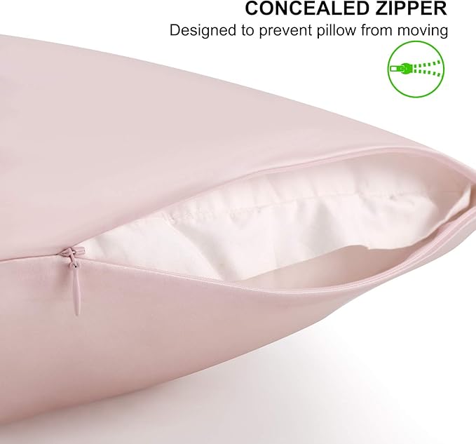 ALASKA BEAR Silk Pillowcase 200% Good Looks on You for Hair and Skin Care Soft Pillow Case with Random Color Scrunchie Gift Set Queen (1pc, Pale Pink)