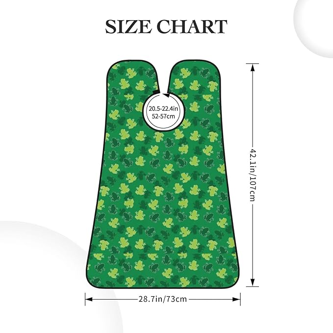 Beard Grooming Cape, Waterproof Hair Catcher for Shaving Trimming, Non-Stick Bib Apron Gifts for Dad Men, Animal Frogs Green Shave Bib