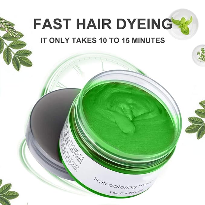 Green Hair Spray, Temporary Color Wax, Natural Coloring Material, Disposable Styling Clay for Cosplay, Party, Masquerade, Halloween (Green, 1 Pack)
