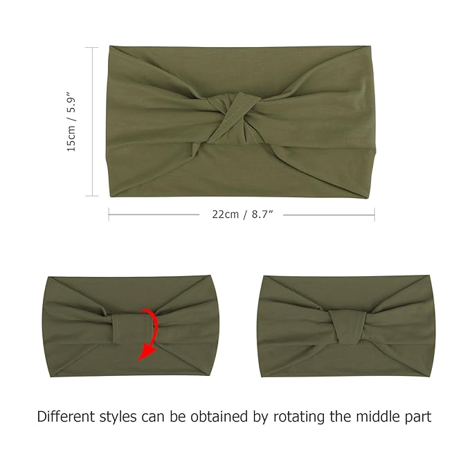 DRESHOW 4 Pack Turban Headbands for Women Wide Vintage Head Wraps Knotted Cute Hair Band Accessories